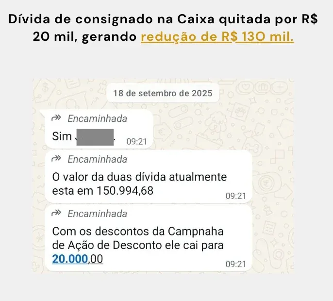 R$ 150 mil que viraram R$ 20 mil. O mesmo princípio.